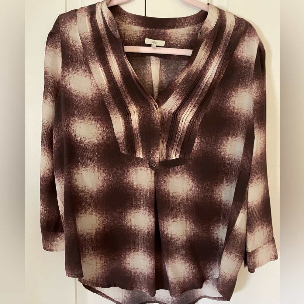 Joie Plaid Silk Shirt